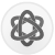 Atom logo with a gray nucleus and orbiting lines.