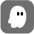 Ghost icon with a white silhouette on a gray background.