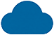 Blue cloud icon on transparent background.