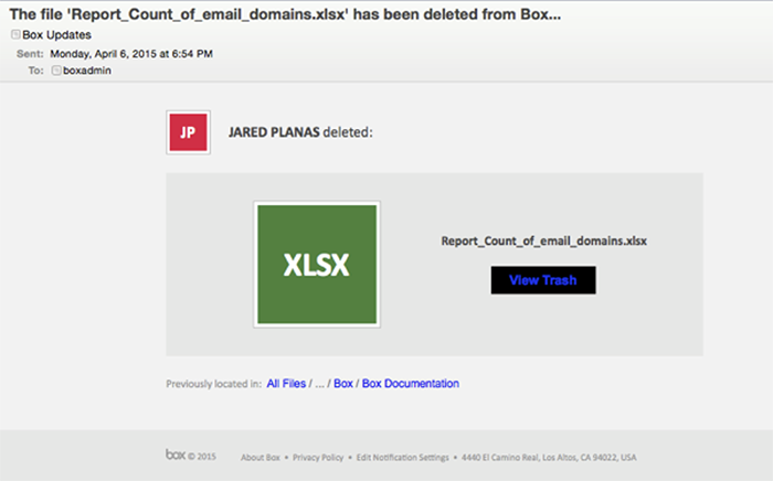 Box Deletion Notification
