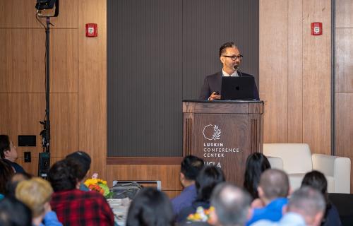 Chris Mattmann at UCLA's Luskin Conference Center.
