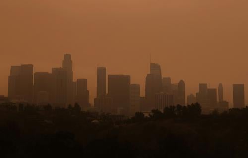 Downtown L.A. covered in wildfire smoke.