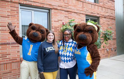 Joe and Josie Bruin Bears with UCLA students.