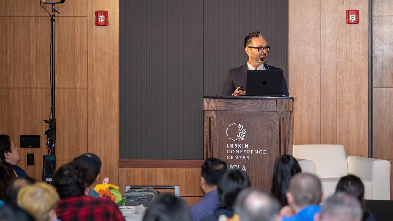 Chris Mattmann at UCLA's Luskin Conference Center.