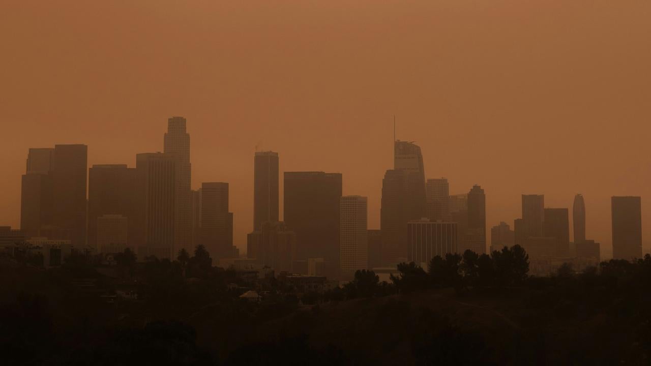 Downtown L.A. covered in wildfire smoke.